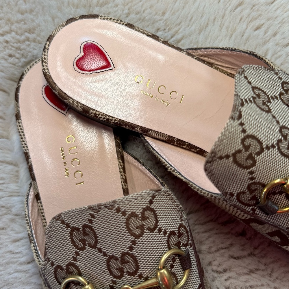 Gucci Princetown GG logo Canvas Loafer Mules in Rosewood - Picture 4 of 14